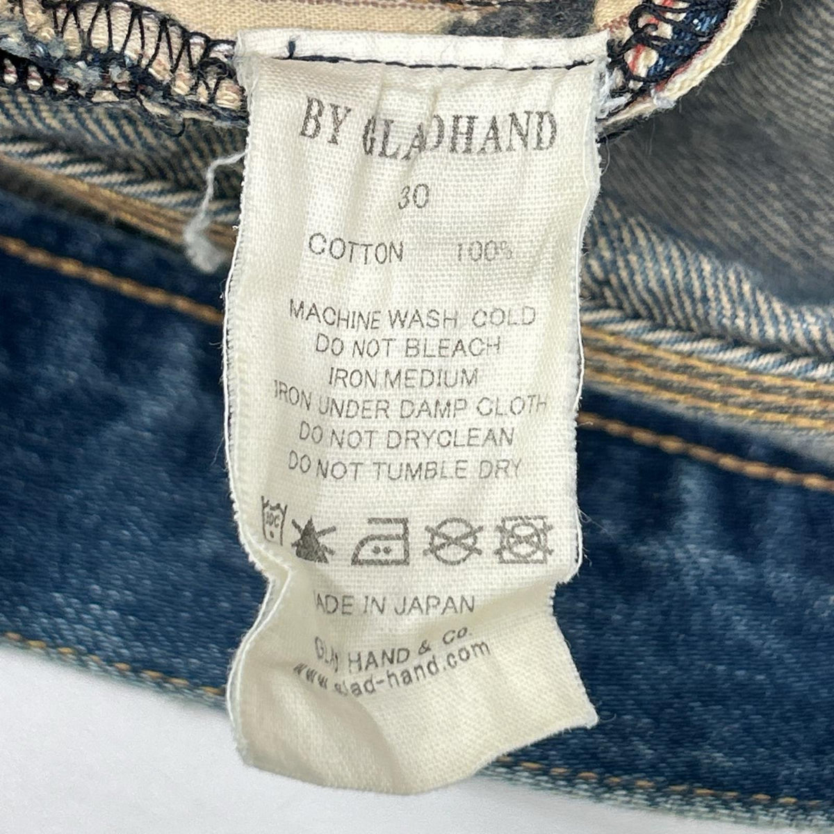 GLADHAND グラッドハンド インディゴ GLADDEN DENIM TYPE-1 ダメージ/リペア USED加工 セルヴィッチストレートデニム ボトムス