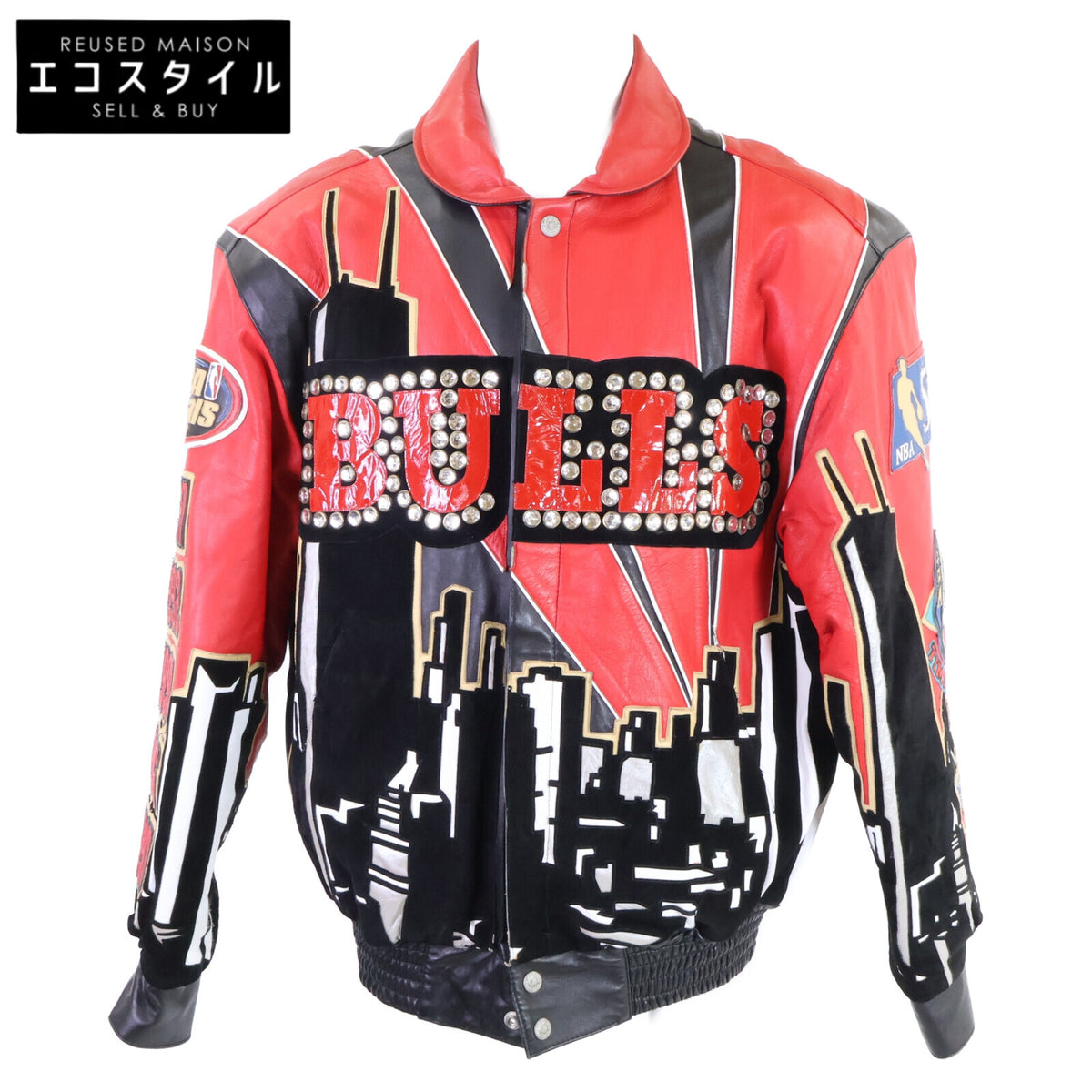 JEFF HAMILTON ジェフハミルトン Limited Edition 90's Chicago Bulls シカゴ ブルズ NBA champions TEAM OF THE 90's ラインストーン レザージャケット ジャケット