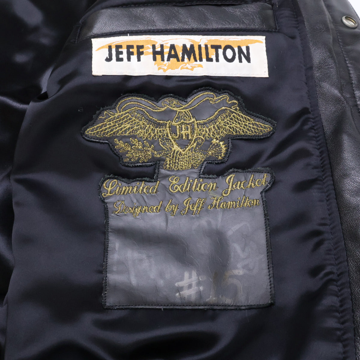 JEFF HAMILTON ジェフハミルトン Limited Edition 90's Chicago Bulls シカゴ ブルズ NBA champions TEAM OF THE 90's ラインストーン レザージャケット ジャケット