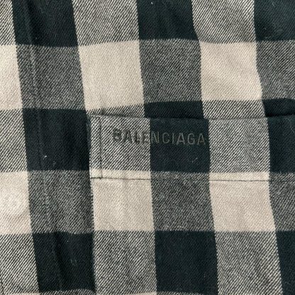 BALENCIAGA バレンシアガ 21年製 681007 ブラック×ピンク ブロックチェック 長袖オーバーシャツ トップス