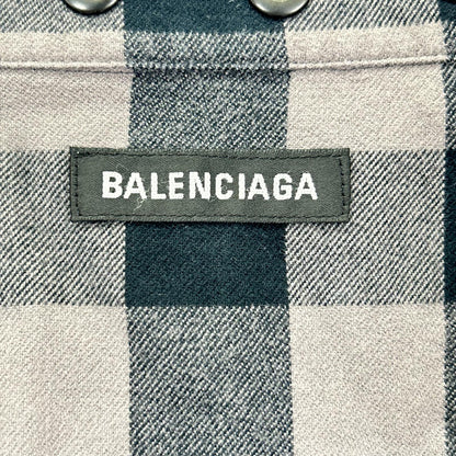 BALENCIAGA バレンシアガ 21年製 681007 ブラック×ピンク ブロックチェック 長袖オーバーシャツ トップス