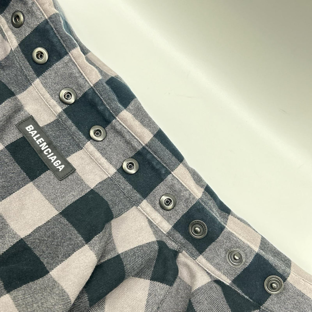 BALENCIAGA バレンシアガ 21年製 681007 ブラック×ピンク ブロックチェック 長袖オーバーシャツ トップス