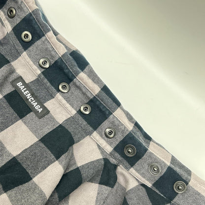 BALENCIAGA バレンシアガ 21年製 681007 ブラック×ピンク ブロックチェック 長袖オーバーシャツ トップス