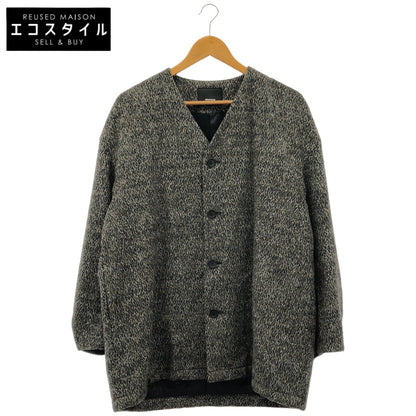 08SIRCUS 08サーカス グレー ウール混 レオパード ノーカラーブルゾン トップス