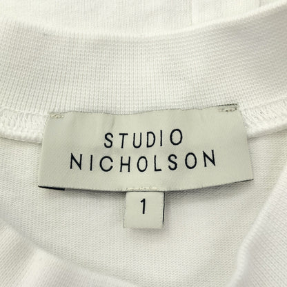 STUDIO NICHOLSON スタジオ ニコルソン ホワイト コットン100 クルーネックワンピース トップス