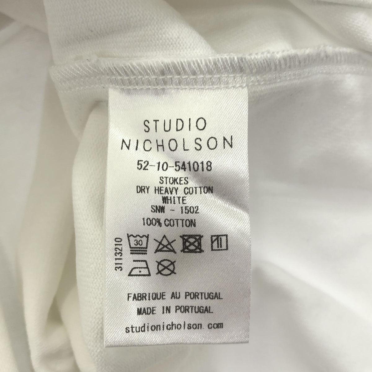 STUDIO NICHOLSON スタジオ ニコルソン ホワイト コットン100 クルーネックワンピース トップス