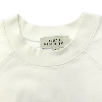 STUDIO NICHOLSON スタジオ ニコルソン ホワイト コットン100 クルーネックワンピース トップス