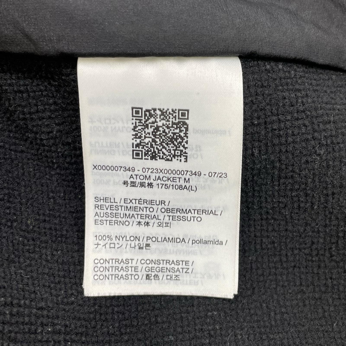 ARC'TERYX アークテリクス X000007349 23年 ブラック ATOM JACKET アトムジャケット ジャケット