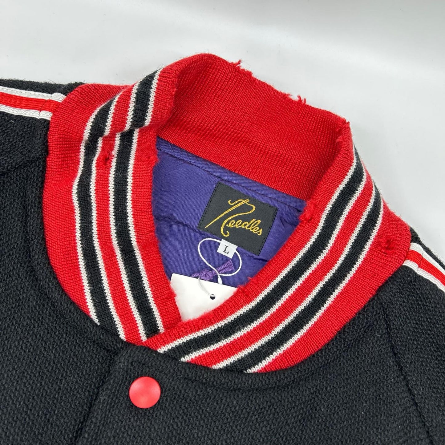 needles ニードルズ RW168 ブラック Deconstructed Lettered Jacket - Wool Melton レタードジャケット ジャケット