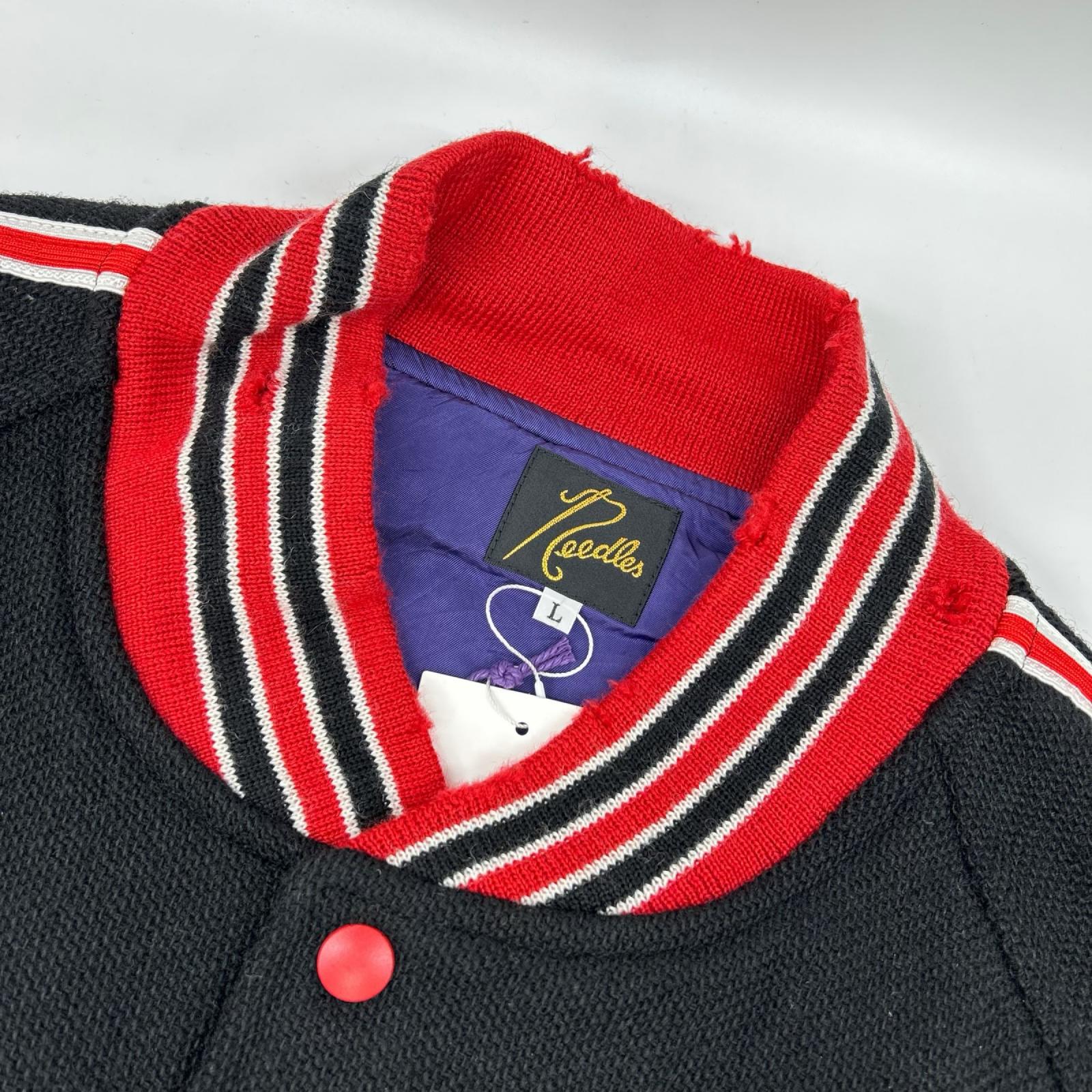 needles ニードルズ RW168 ブラック Deconstructed Lettered Jacket - Wool Melton レタードジャケット ジャケット
