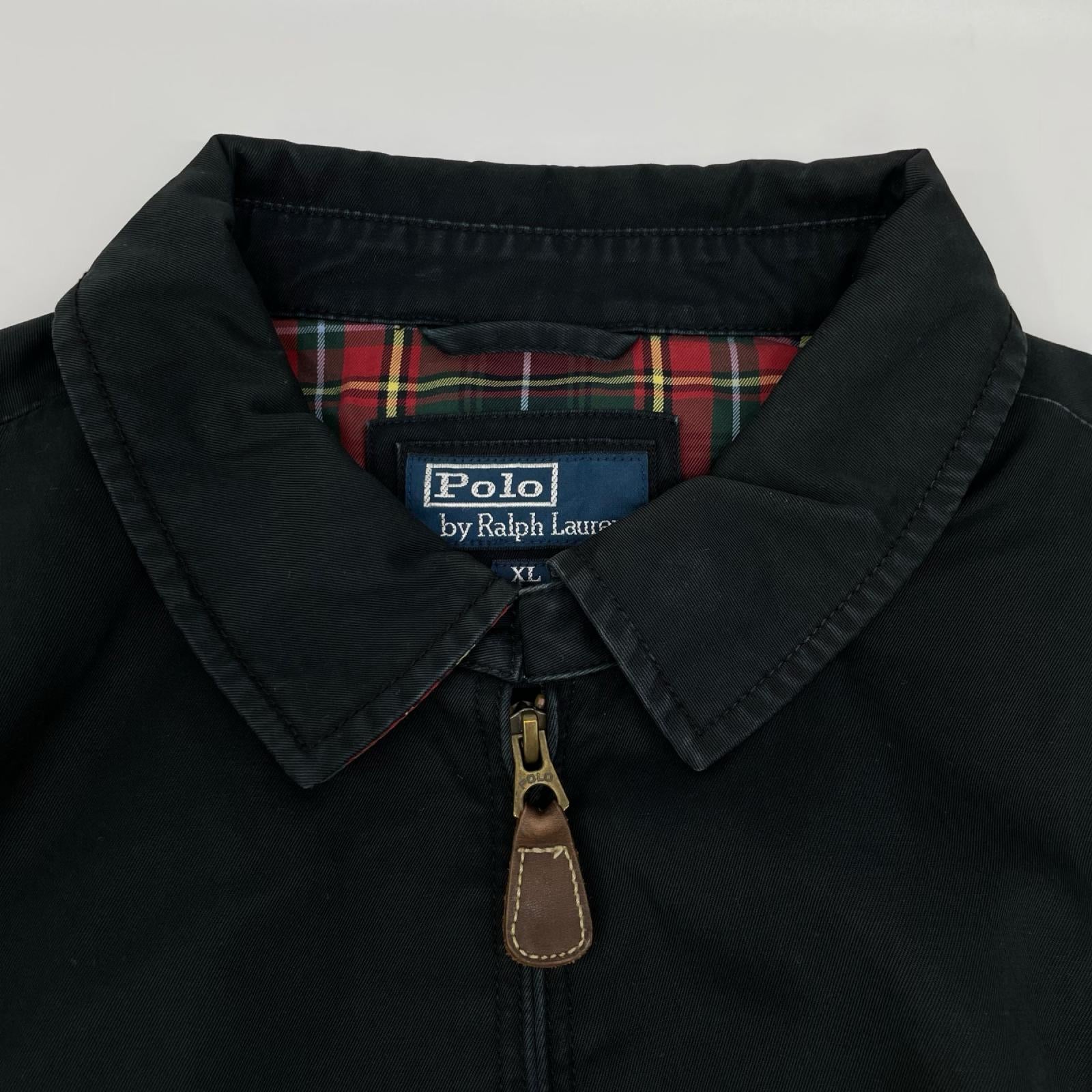 POLObyRalphLauren ポロラルフローレン 90's ブラック 裏地タータンチェック レッドポニー刺繍 スイングトップ ジャケット