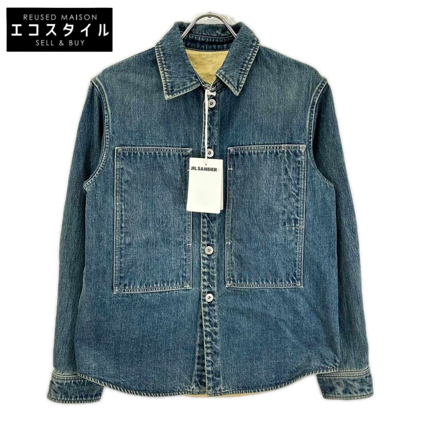 JIL SANDER+ ジルサンダープラス 25年製 J40DL0160 ロゴパッチ デニムオーバーシャツ/ジャケット ジャケット