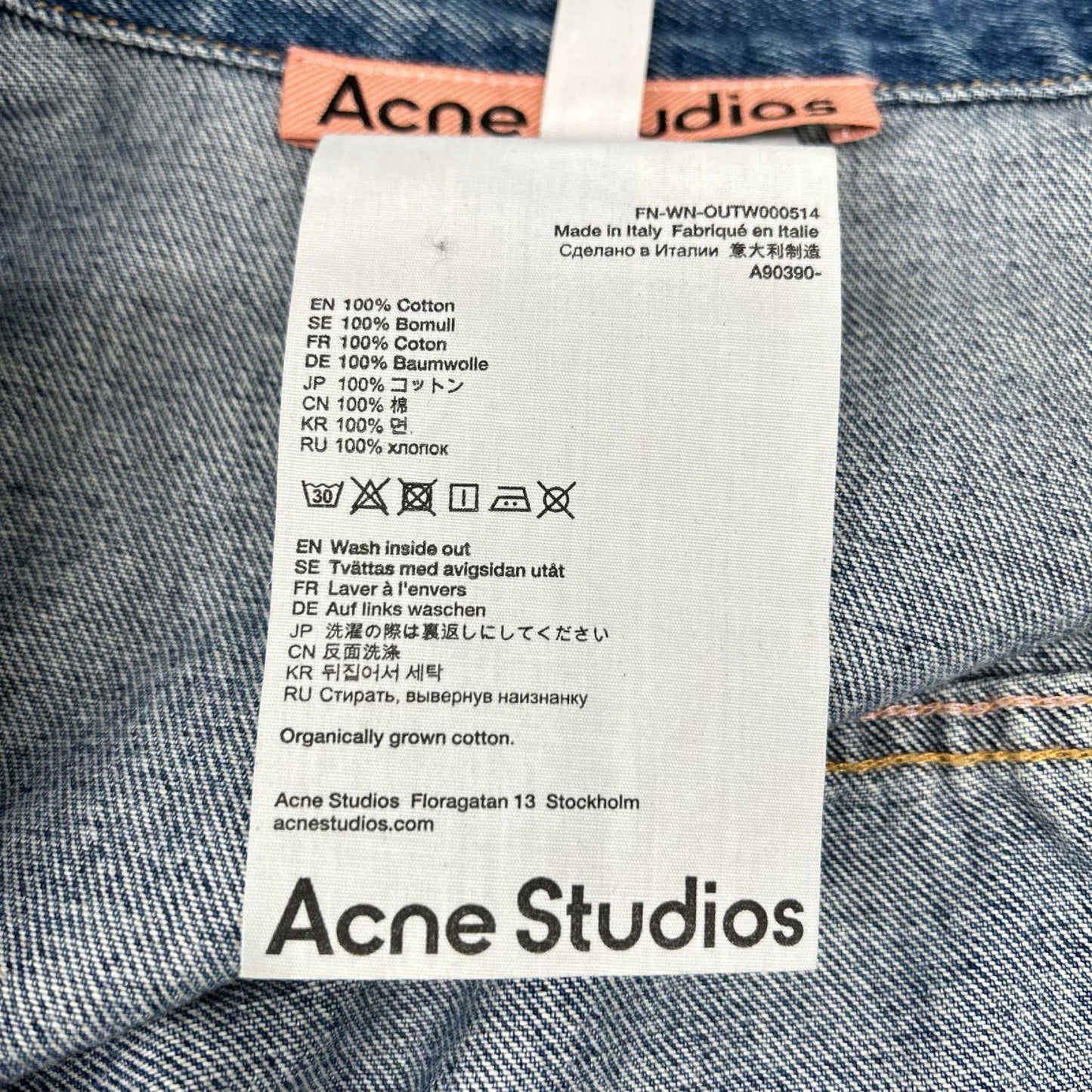 ACNE STUDIOS アクネ ストゥディオズ FN-WN-OUTW000514 リラックスクロップドフィット デニムジャケット ジャケット