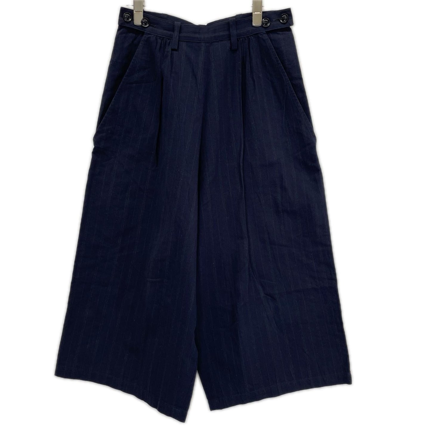 Y's ワイズ 17SS ネイビー ストライプ ダブルボタン ビッグパンツ ボトムス