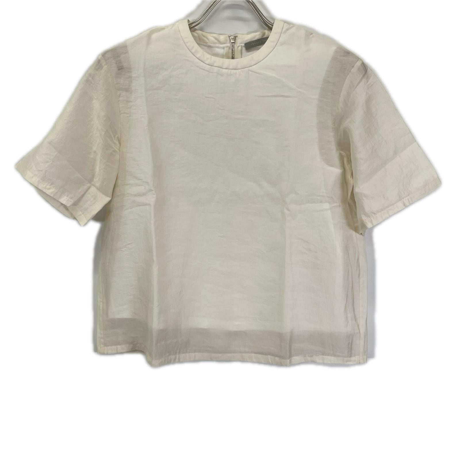 theory luxe セオリーリュクス 26SS ホワイト トリ ミドリ シアーコンビネーションTブラウス トップス