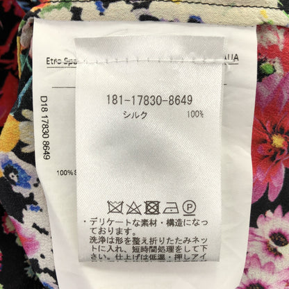 ETRO エトロ ブラック シルク フラワーボタン ボタニカル 長袖シャツ トップス