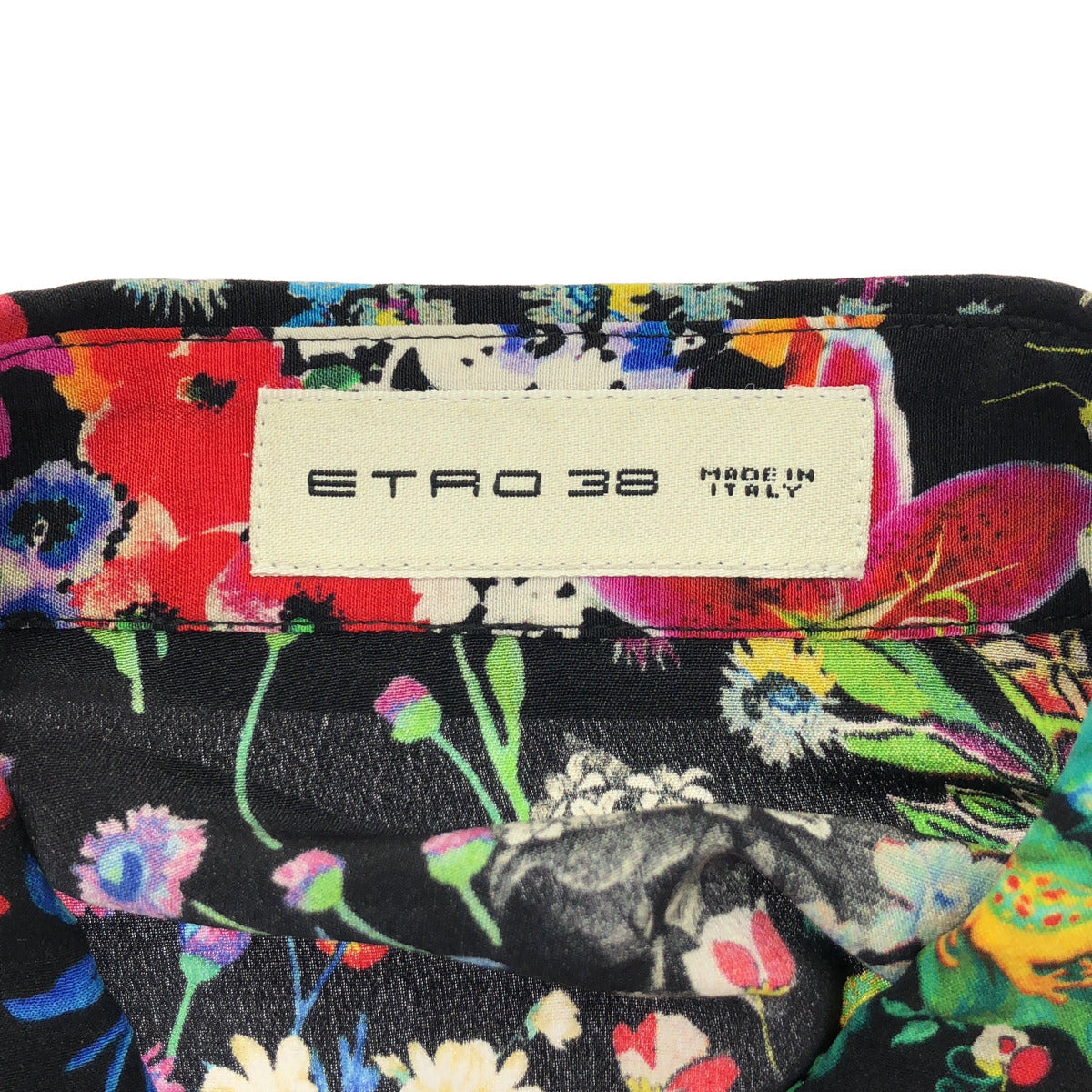 ETRO エトロ ブラック シルク フラワーボタン ボタニカル 長袖シャツ トップス