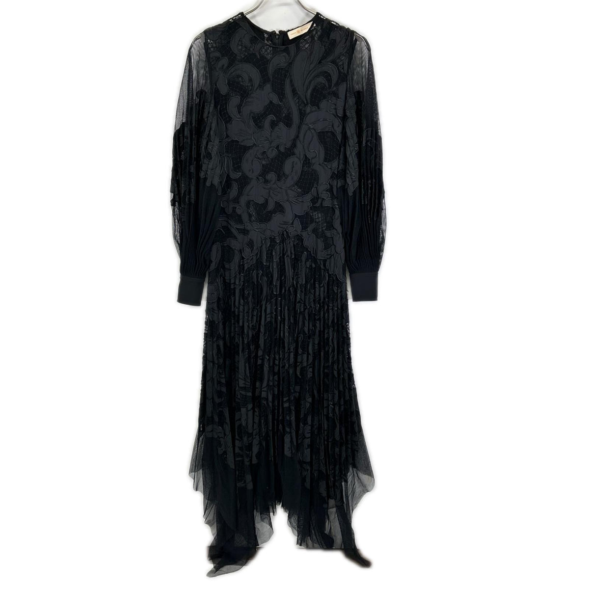 Tory Burch トリーバーチ ブラック ボタニカル柄 シアードレス ワンピース