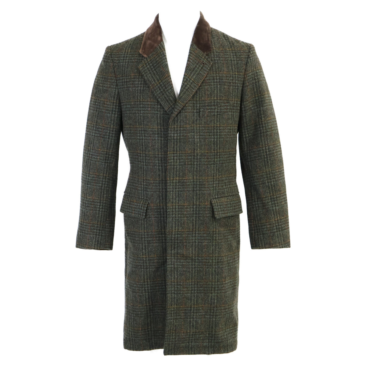 RRL ダブルアールエル 【美品/国内正規/23AW】782914168001 限定コレクション ベルベットカラー プラッド シェットランド ウール ツイル コート