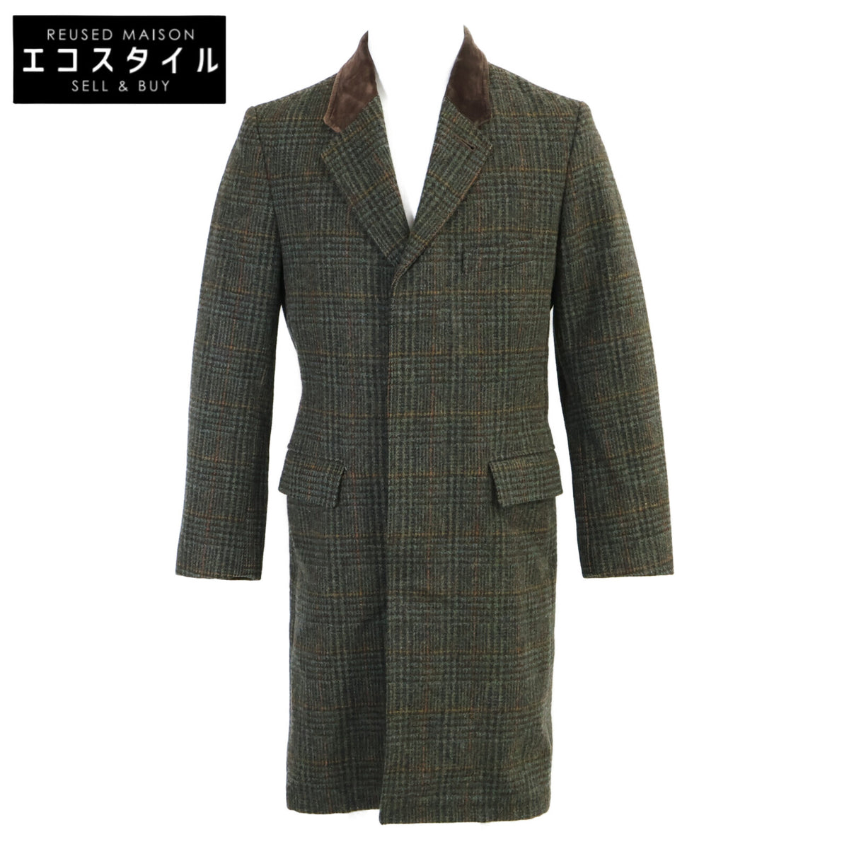 RRL ダブルアールエル 【美品/国内正規/23AW】782914168001 限定コレクション ベルベットカラー プラッド シェットランド ウール ツイル コート
