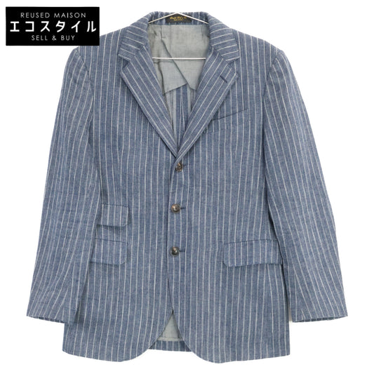RRL RRL 782959825001 Made in Italy Indigo Cotton × Linen Center-vented Striped 3-button Tailored Jacket Jacket