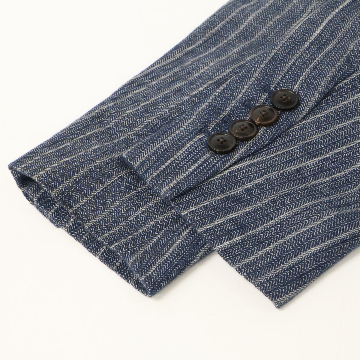 RRL RRL 782959825001 Made in Italy Indigo Cotton × Linen Center-vented Striped 3-button Tailored Jacket Jacket