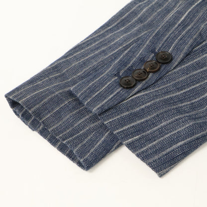 RRL RRL 782959825001 Made in Italy Indigo Cotton × Linen Center-vented Striped 3-button Tailored Jacket Jacket