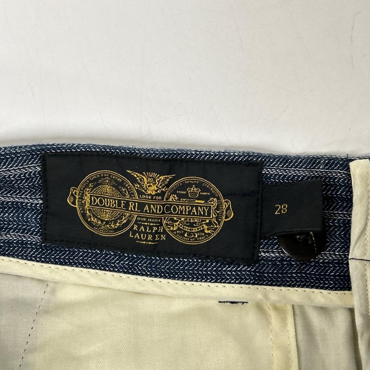 RRL ダブルアールエル 782959827001 イタリア製 インディゴ コットン×リネン シンチバック センタープレス ストライプ テーパードスラックス ボトムス