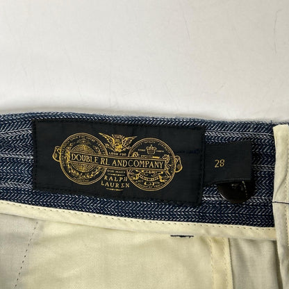 RRL ダブルアールエル 782959827001 イタリア製 インディゴ コットン×リネン シンチバック センタープレス ストライプ テーパードスラックス ボトムス