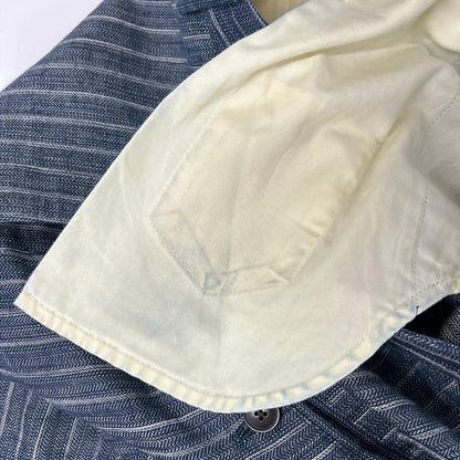 RRL ダブルアールエル 782959827001 イタリア製 インディゴ コットン×リネン シンチバック センタープレス ストライプ テーパードスラックス ボトムス