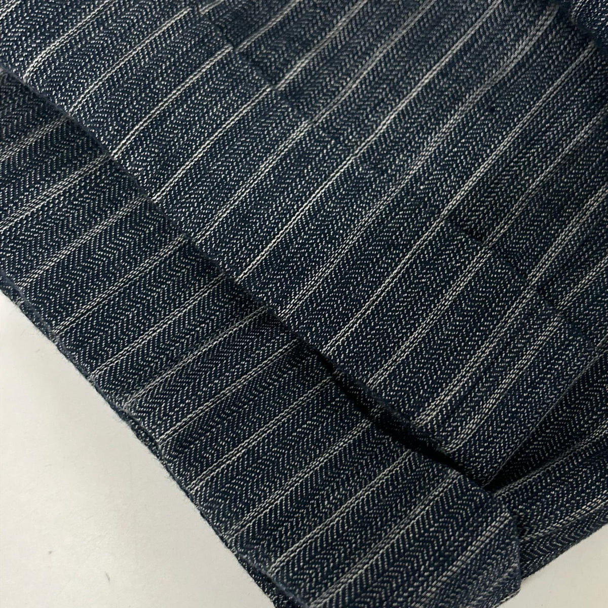 RRL ダブルアールエル 782959827001 イタリア製 インディゴ コットン×リネン シンチバック センタープレス ストライプ テーパードスラックス ボトムス