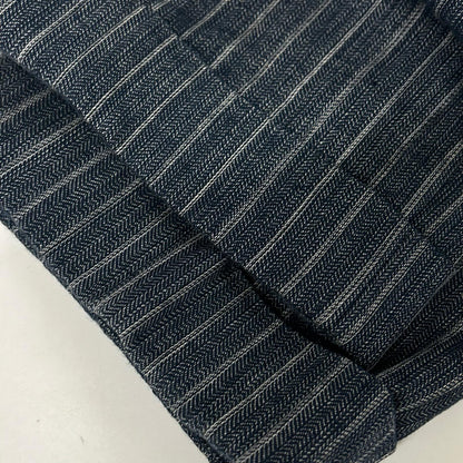 RRL ダブルアールエル 782959827001 イタリア製 インディゴ コットン×リネン シンチバック センタープレス ストライプ テーパードスラックス ボトムス