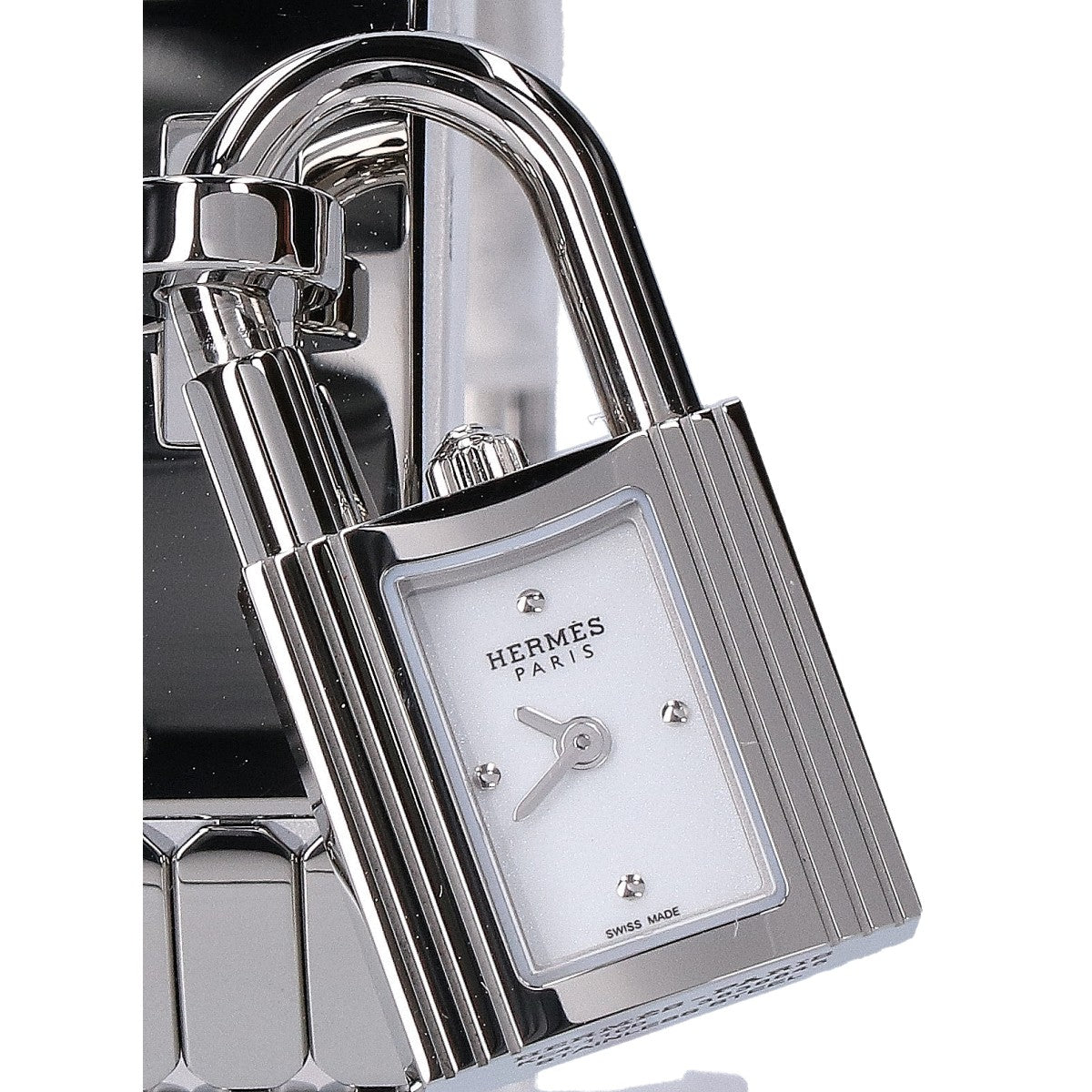 HERMES エルメス 新品同様 KE4.110b ケリーウォッチ スパークリングホワイトラッカー文字盤 SS クオーツ 腕時計