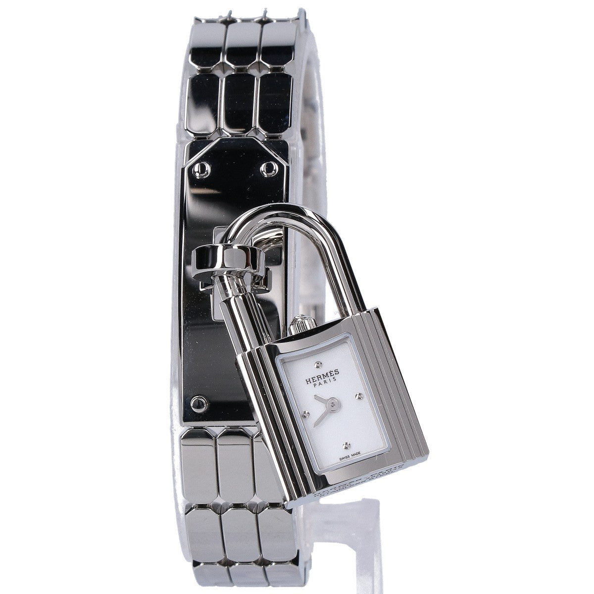 HERMES エルメス 新品同様 KE4.110b ケリーウォッチ スパークリングホワイトラッカー文字盤 SS クオーツ 腕時計