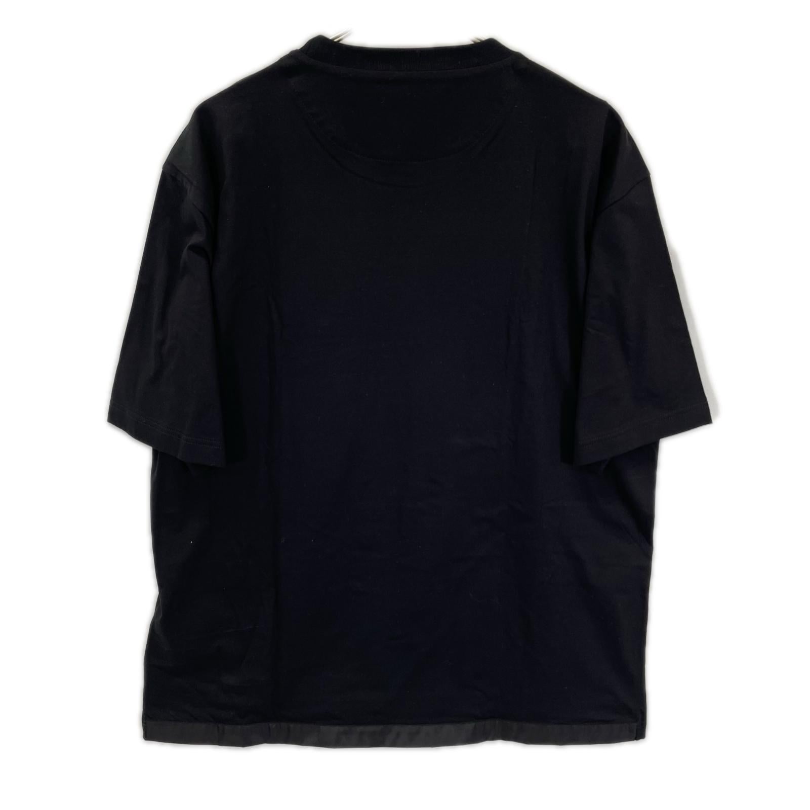 PRADA プラダ 26SS UJN661 SWMO ブラック トライアングルプレート ボックスシルエット Re-Nylon xジャージー Tシャツ トップス