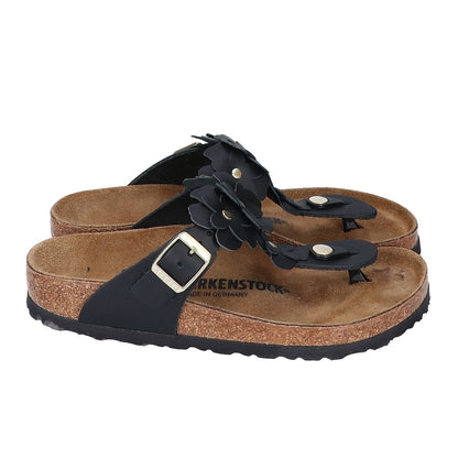 BIRKEN STOCK ビルケンシュトック ブラック Gizeh Flower Embellishment / ギゼ フラワー エンベリッシュメント トングサンダル シューズ