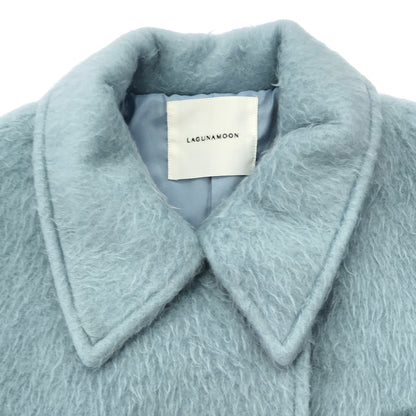 LagunaMoon ラグナムーン ライトブルー ステンカラーコート コート シャギーハーフコート トップス