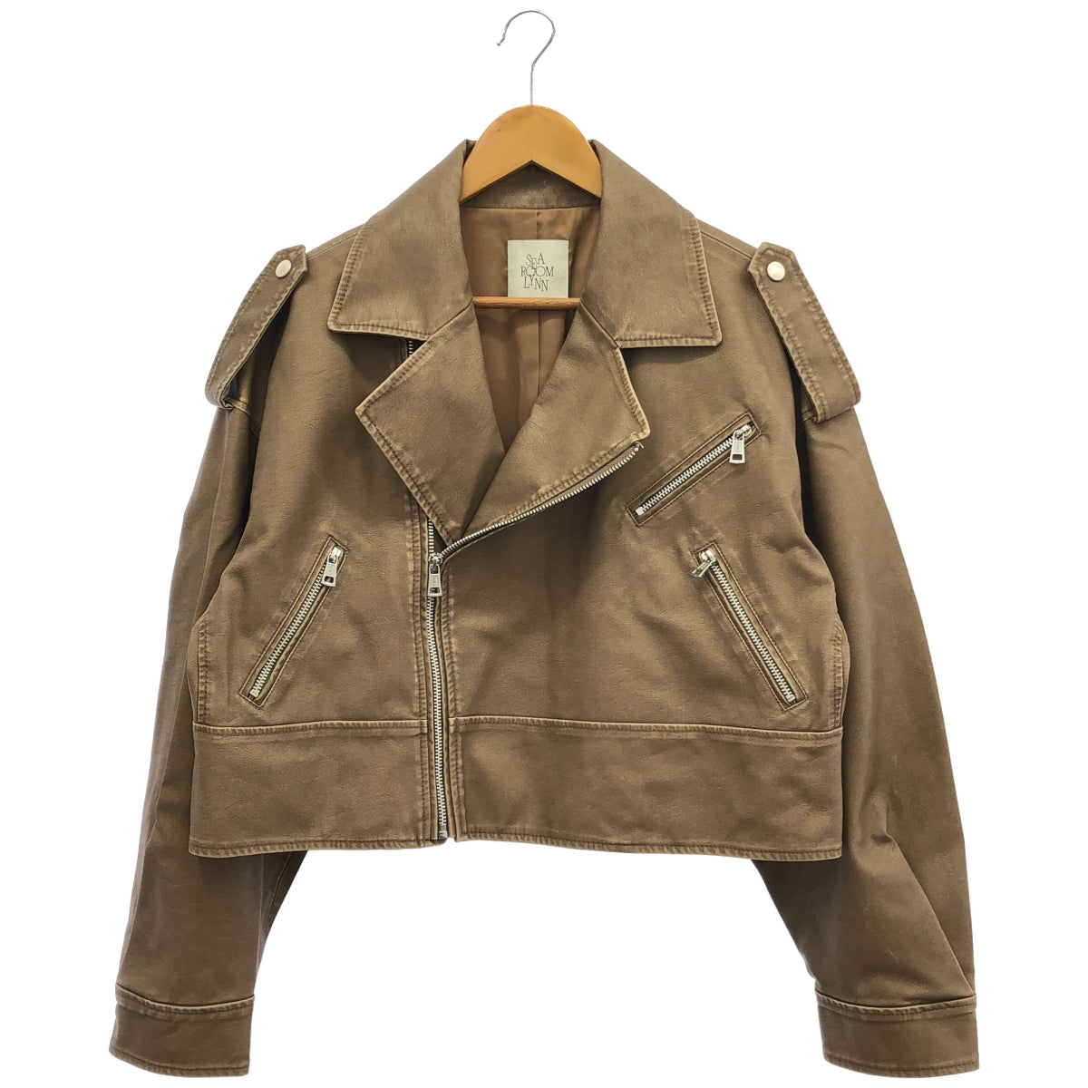 SEA ROOM LYNN シールームリン ベージュ Vintage wash ECOレザーライダース トップス