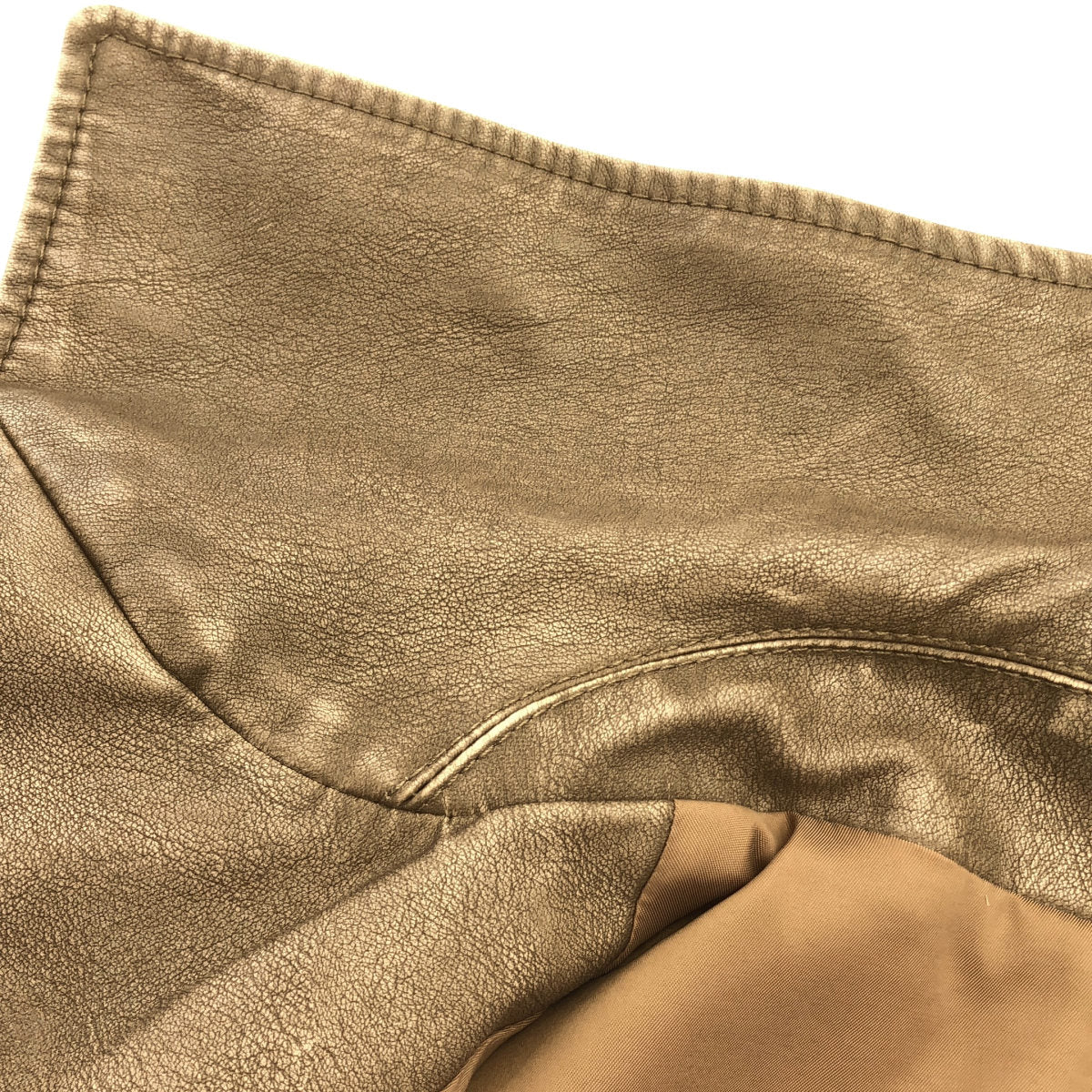 SEA ROOM LYNN シールームリン ベージュ Vintage wash ECOレザーライダース トップス