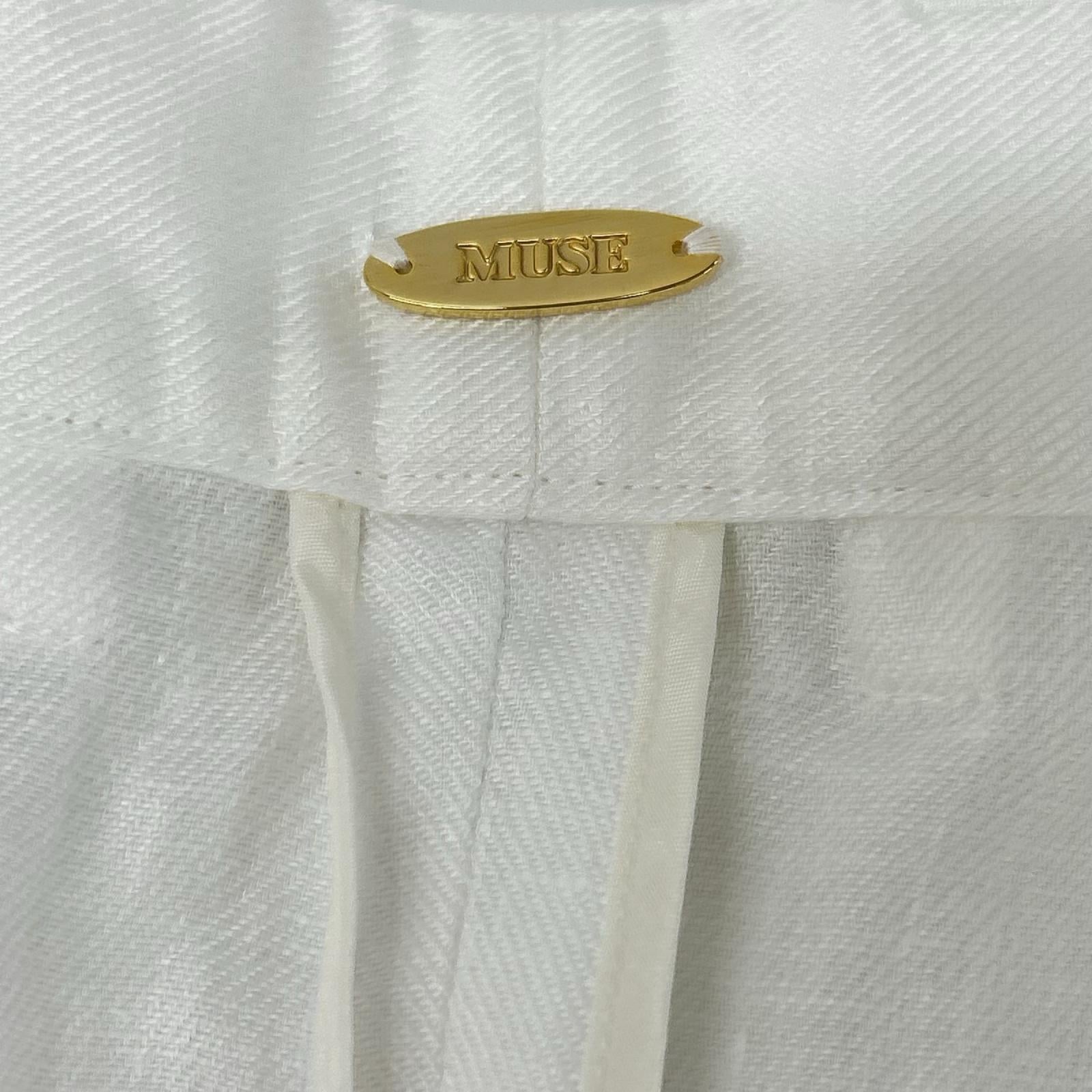 MUSE ミューズ 26年製 ホワイト OGLINEN Wタックワイドパンツ ボトムス