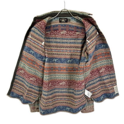 RRL ダブルアールエル 782799941001 ベージュ×ブルー フェアアイル コットンジャガード オーバサイズシャツ トップス