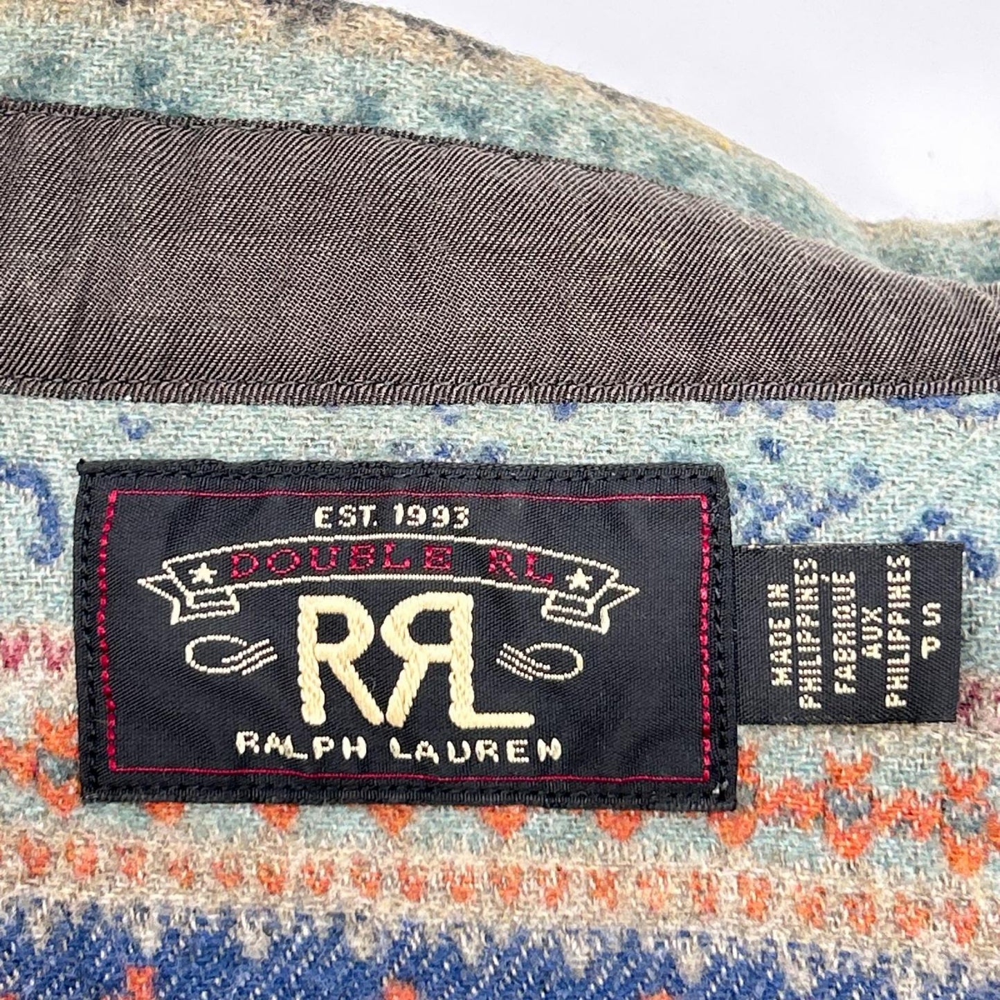 RRL ダブルアールエル 782799941001 ベージュ×ブルー フェアアイル コットンジャガード オーバサイズシャツ トップス