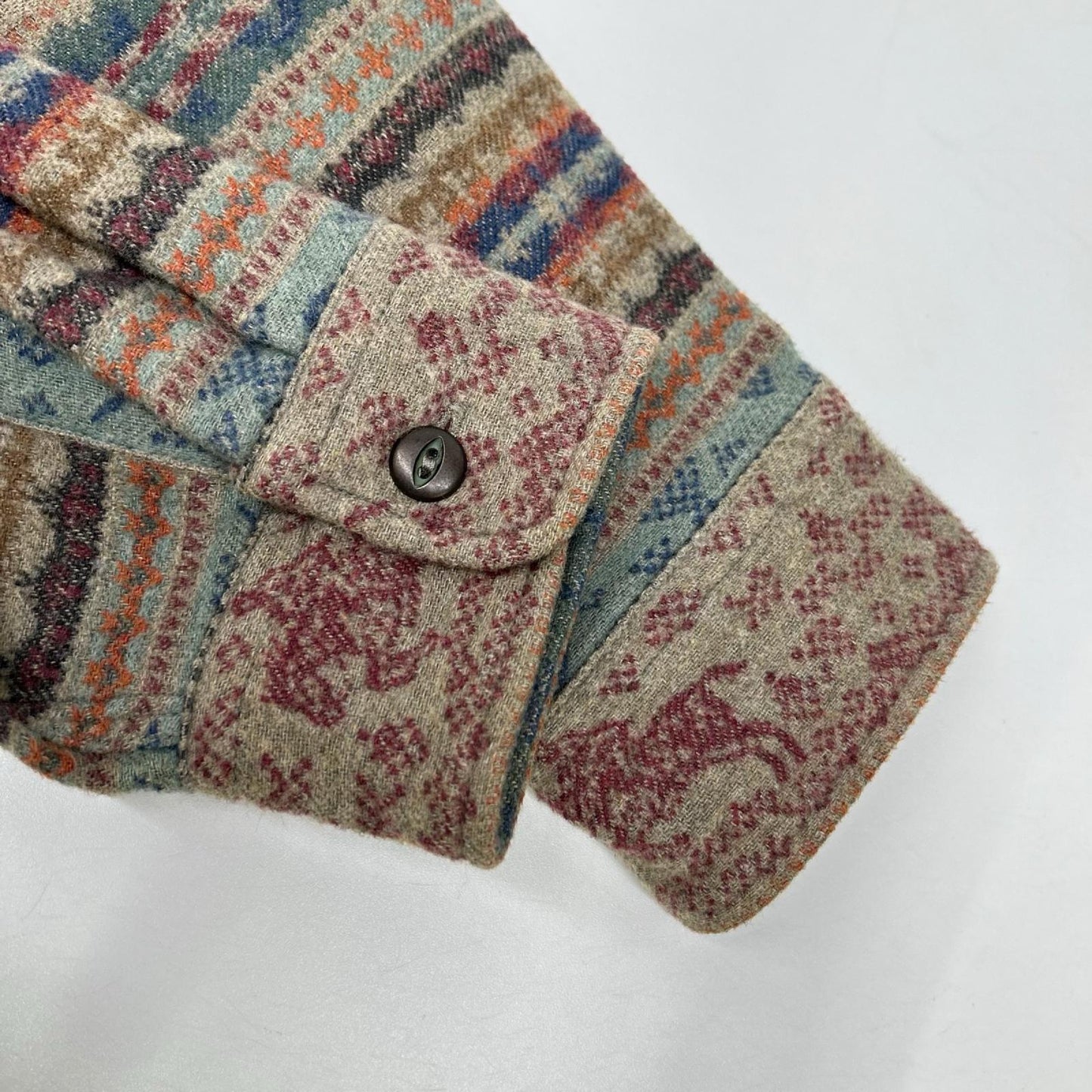 RRL ダブルアールエル 782799941001 ベージュ×ブルー フェアアイル コットンジャガード オーバサイズシャツ トップス