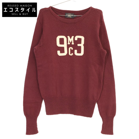RRL RRL 362000 Burgundy Wool × Cotton MC93-patch Boat-neck Knit Pullover Tops