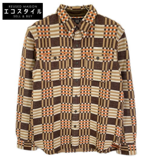 RRL ダブルアールエル 782911360001 ベージュ×オレンジ コットン チェック柄 プラッドジャガードワークシャツ トップス