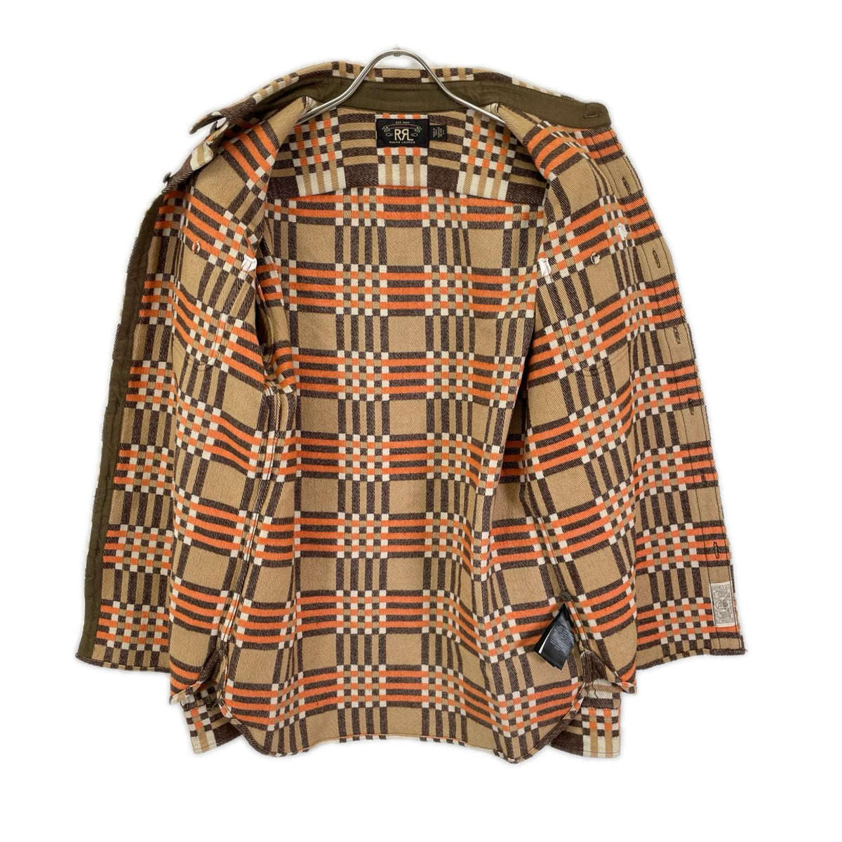 RRL ダブルアールエル 782911360001 ベージュ×オレンジ コットン チェック柄 プラッドジャガードワークシャツ トップス