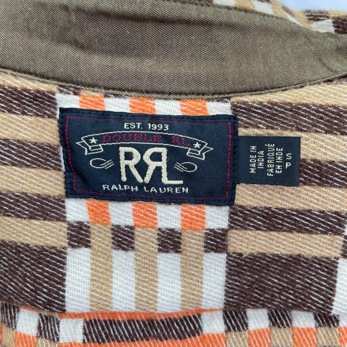RRL ダブルアールエル 782911360001 ベージュ×オレンジ コットン チェック柄 プラッドジャガードワークシャツ トップス