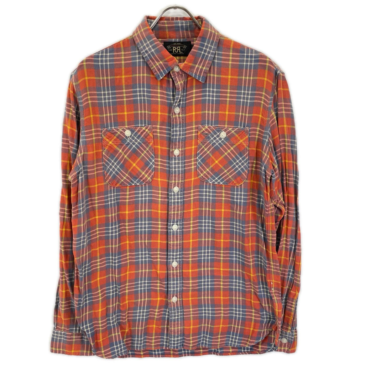 RRL ダブルアールエル 782889985001 オレンジ×ブルー コットン ヴィンテージチェック Farrell West Sport Shirt トップス