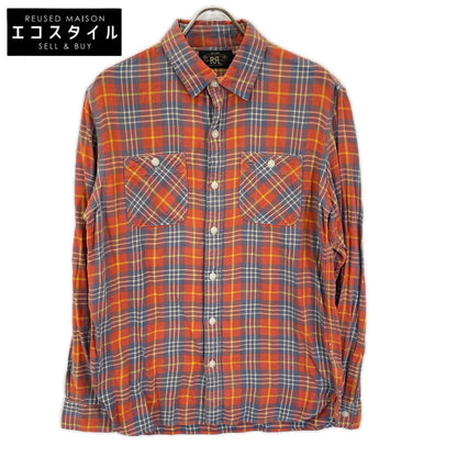 RRL ダブルアールエル 782889985001 オレンジ×ブルー コットン ヴィンテージチェック Farrell West Sport Shirt トップス