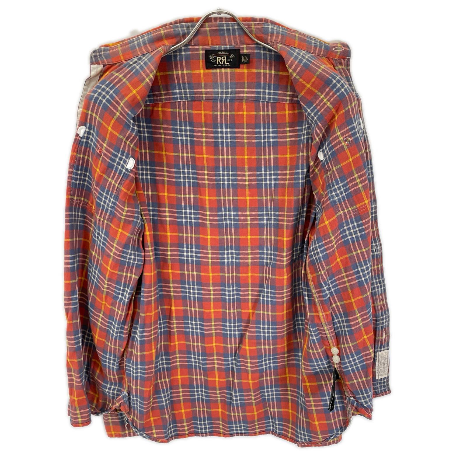 RRL ダブルアールエル 782889985001 オレンジ×ブルー コットン ヴィンテージチェック Farrell West Sport Shirt トップス